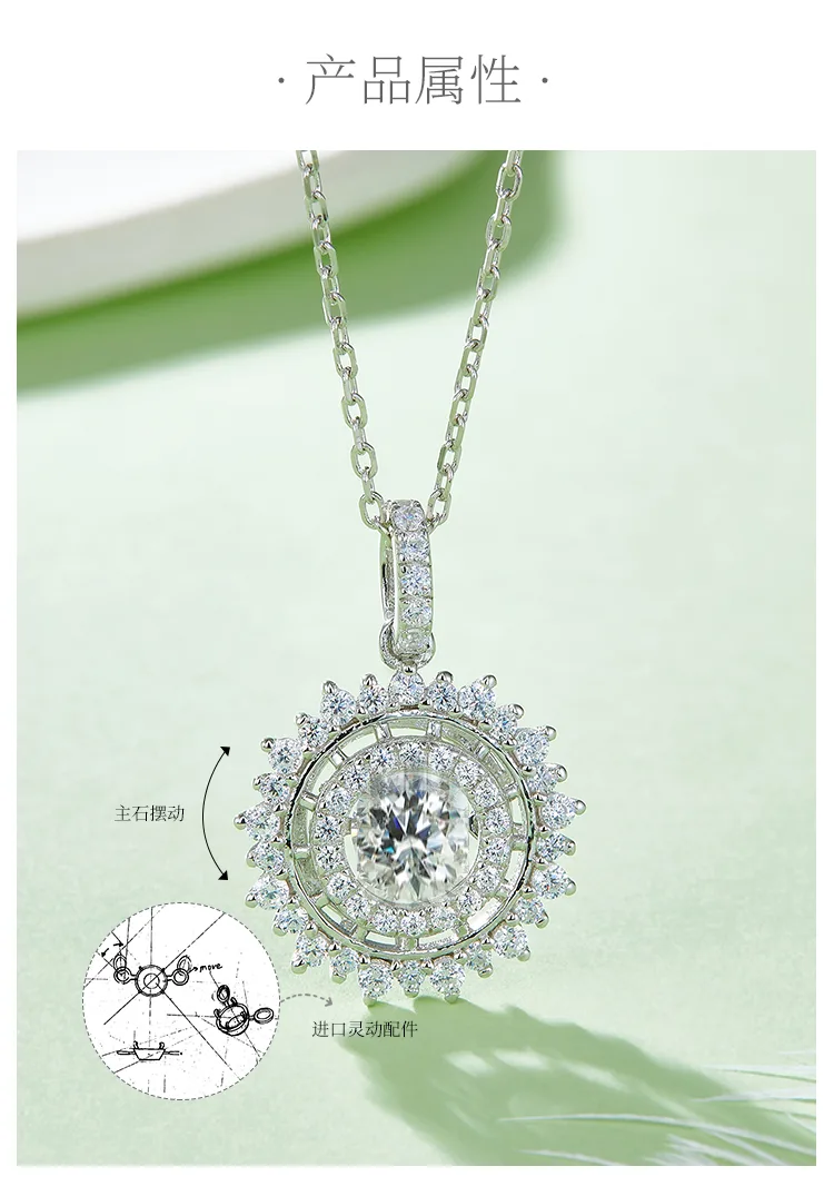 Spirit Sparkling Brilliant S925 White-Gold-Plated Silver Moissanite Necklace 0.5