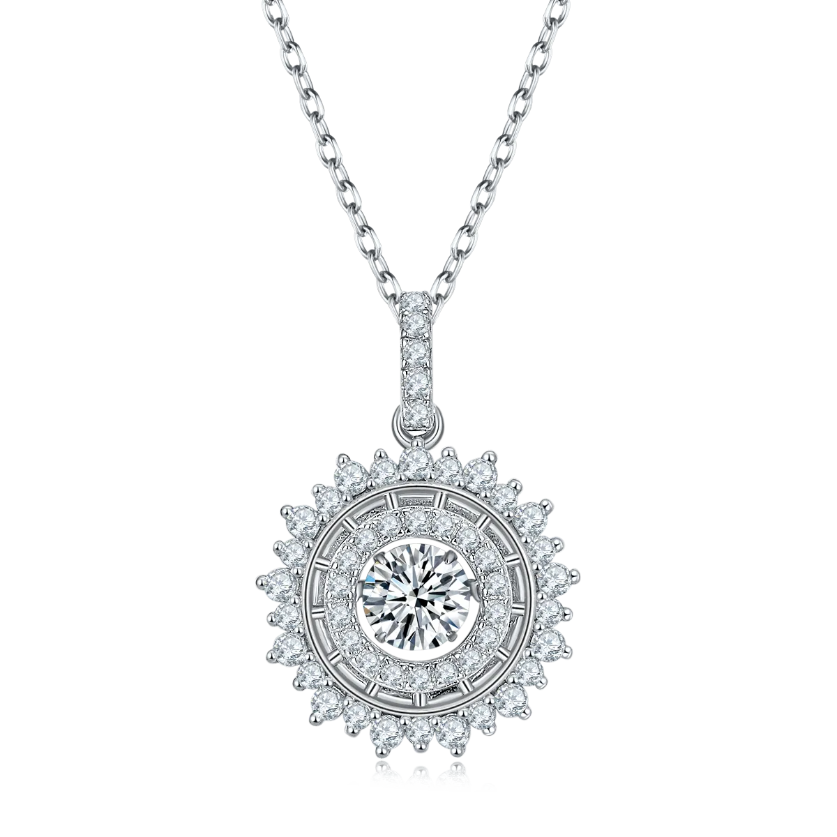 Spirit Sparkling Brilliant S925 White-Gold-Plated Silver Moissanite Necklace 0.5ct D