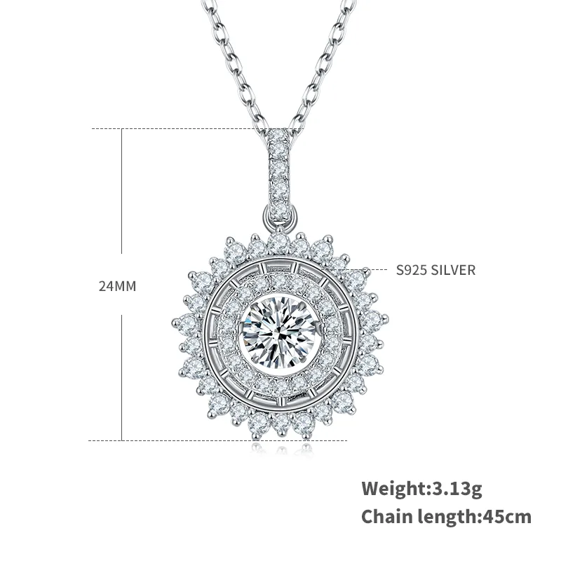 Spirit Sparkling Brilliant S925 White-Gold-Plated Silver Moissanite Necklace 0.5ct D