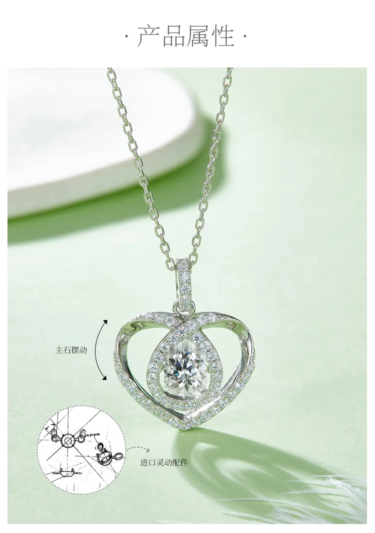 Spirit S925 White-Gold-Plated Silver Moissanite Necklace 0.5ct D detail 2