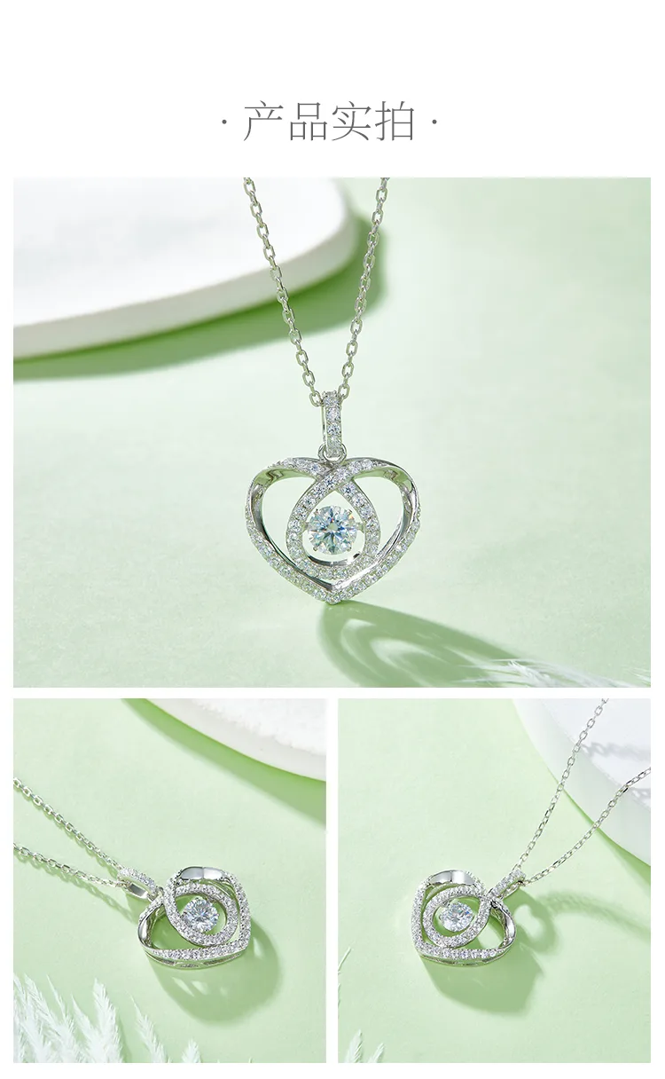 Spirit S925 White-Gold-Plated Silver Moissanite Necklace 0.5ct D detail 4