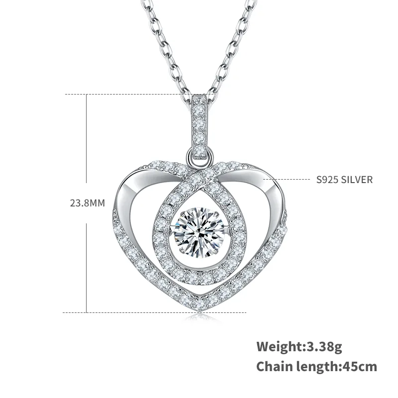 Spirit S925 White-Gold-Plated Silver Moissanite Necklace 0.5ct D - OLDW