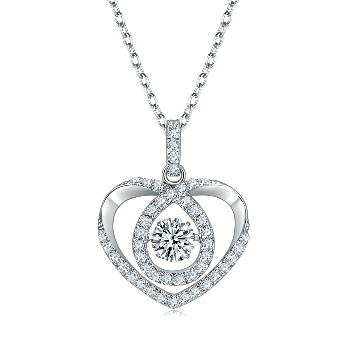 Spirit S925 White-Gold-Plated Silver Moissanite Necklace 0.5ct D - OLDW