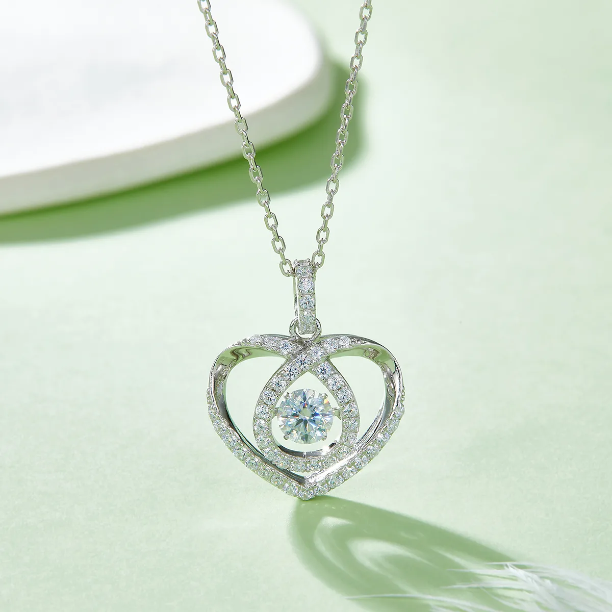 Spirit S925 White-Gold-Plated Silver Moissanite Necklace 0.5ct D - OLDW