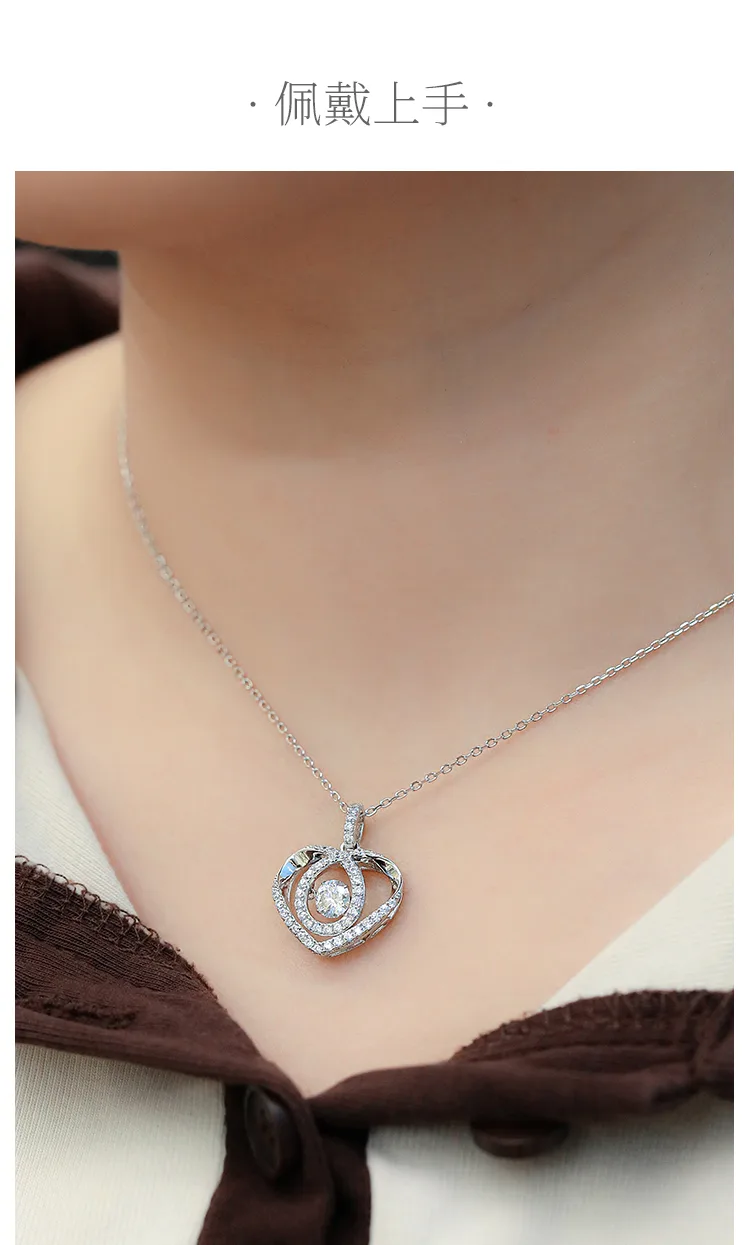Spirit S925 White-Gold-Plated Silver Moissanite Necklace 0.5ct D detail 6