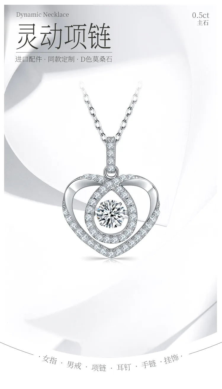 Spirit S925 White-Gold-Plated Silver Moissanite Necklace 0.5ct D detail 1