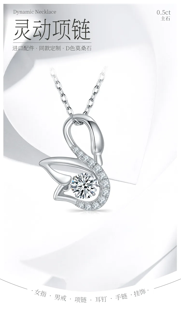 Spirit S925 White-Gold-Plated Silver Moissanite Necklace 0.5ct D detail 1