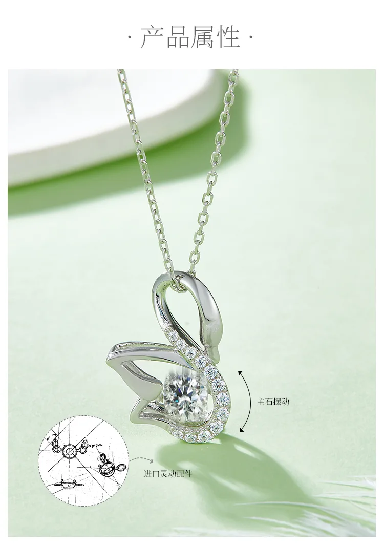 Spirit S925 White-Gold-Plated Silver Moissanite Necklace 0.5ct D detail 2