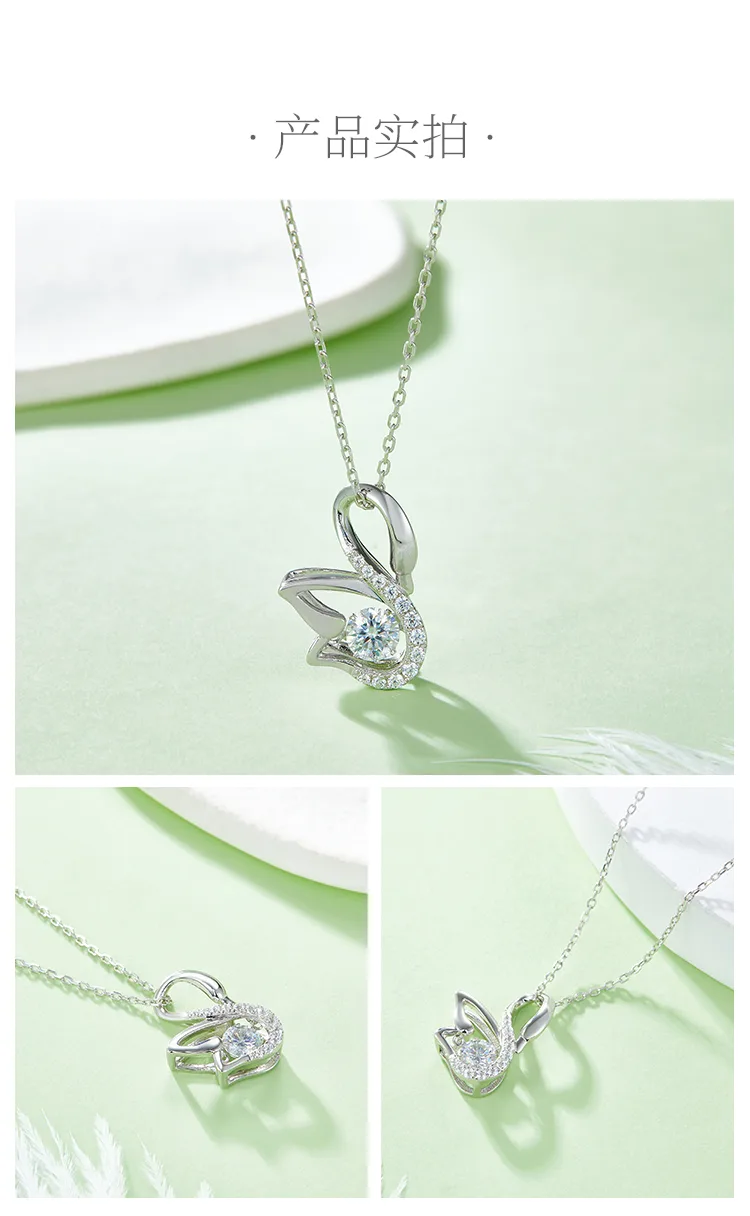 Spirit S925 White-Gold-Plated Silver Moissanite Necklace 0.5ct D detail 4