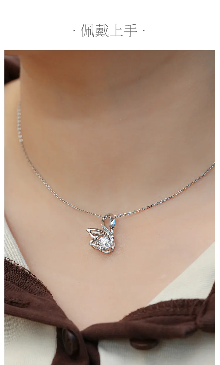 Spirit S925 White-Gold-Plated Silver Moissanite Necklace 0.5ct D detail 6