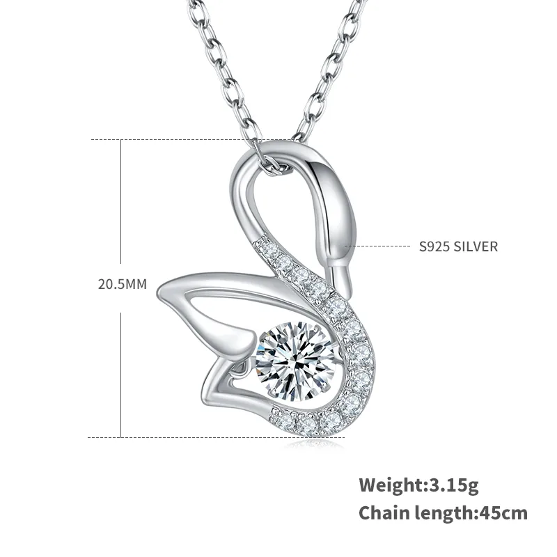Spirit S925 White-Gold-Plated Silver Moissanite Necklace 0.5ct D - OLDX