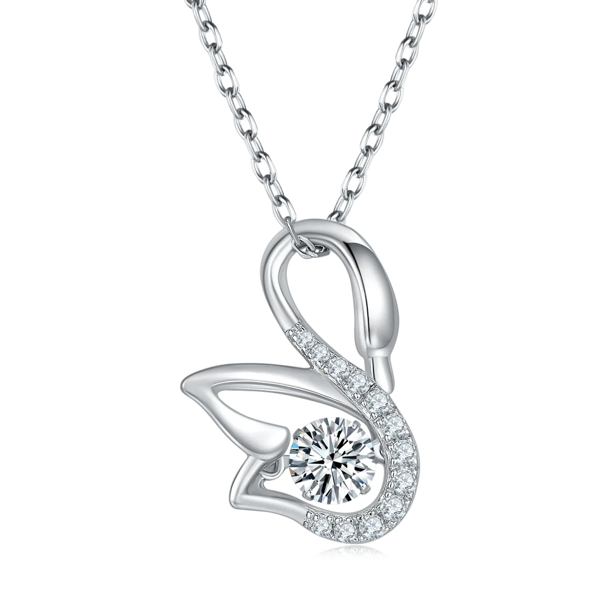 Spirit S925 White-Gold-Plated Silver Moissanite Necklace 0.5ct D - OLDX