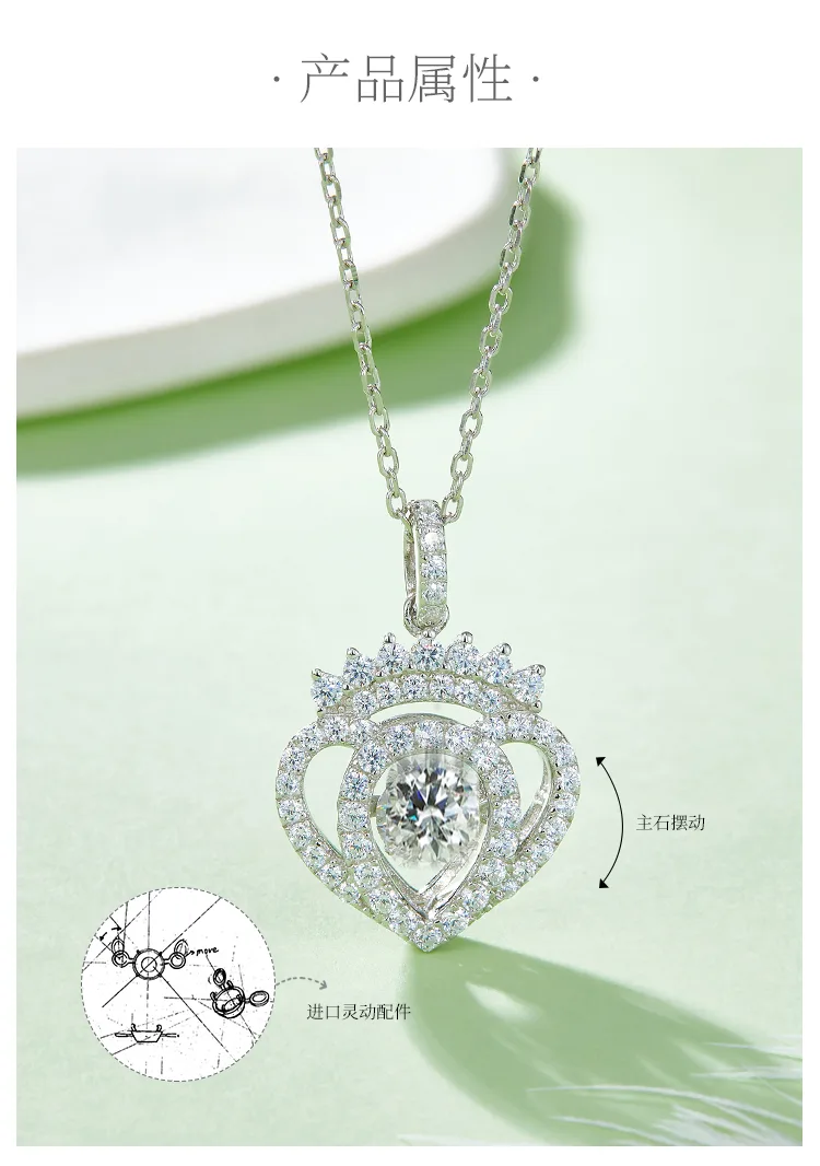 Spirit S925 White-Gold-Plated Silver Moissanite Necklace 0.5ct D detail 2