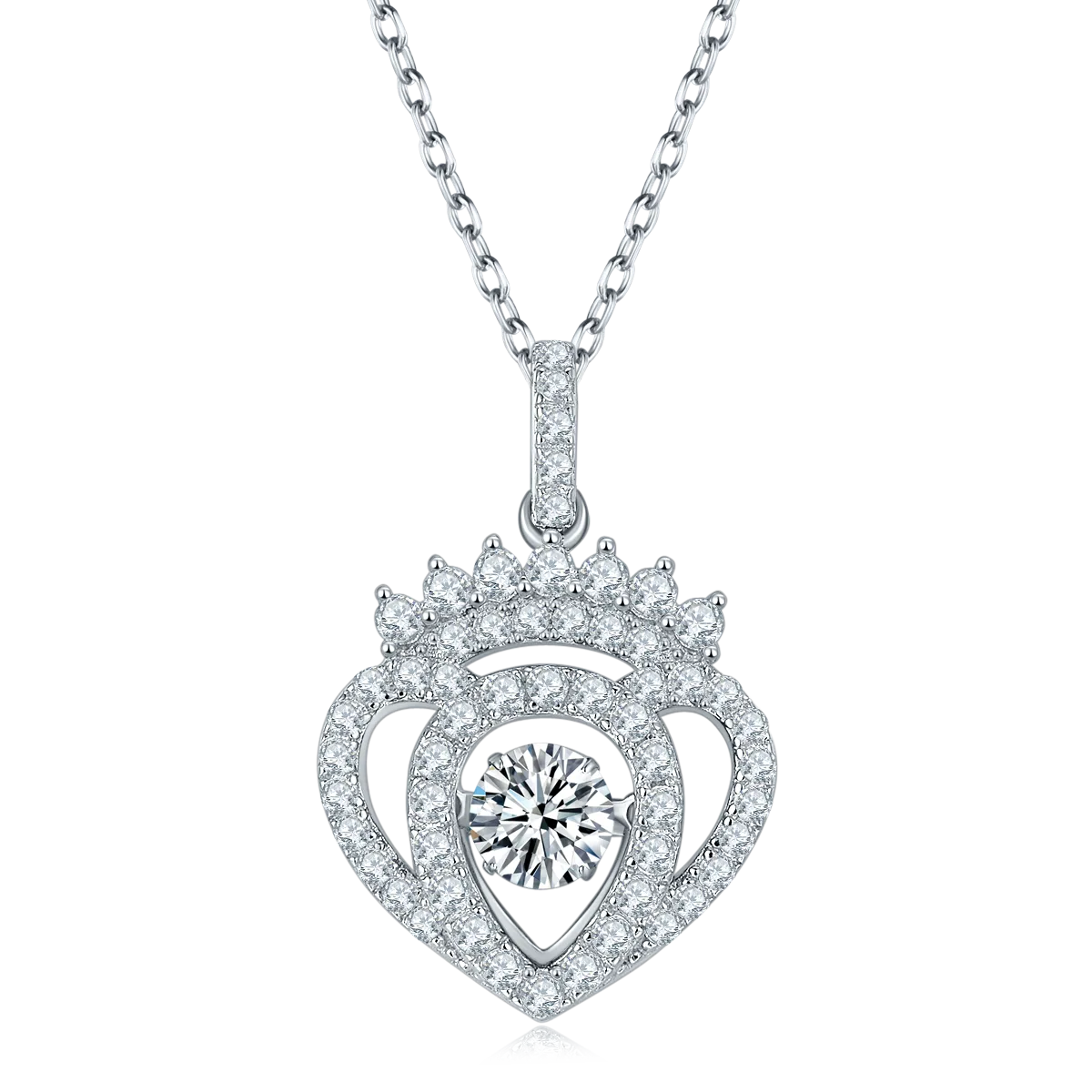 Spirit S925 White-Gold-Plated Silver Moissanite Necklace 0.5ct D - OLDZ