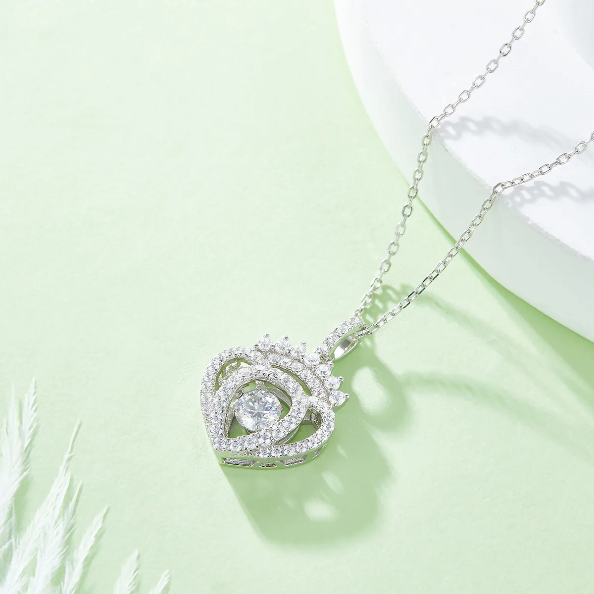 Spirit S925 White-Gold-Plated Silver Moissanite Necklace 0.5ct D - OLDZ