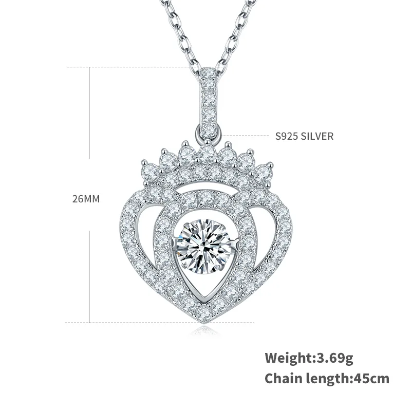 Spirit S925 White-Gold-Plated Silver Moissanite Necklace 0.5ct D - OLDZ