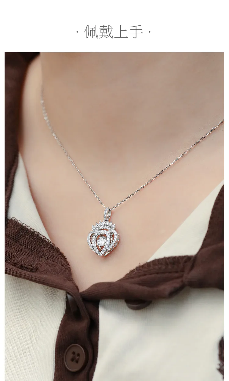 Spirit S925 White-Gold-Plated Silver Moissanite Necklace 0.5ct D detail 6