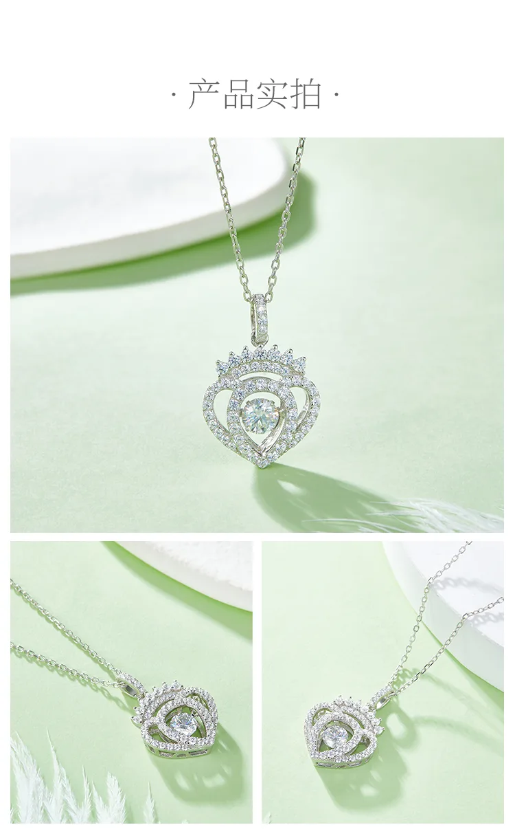 Spirit S925 White-Gold-Plated Silver Moissanite Necklace 0.5ct D detail 4