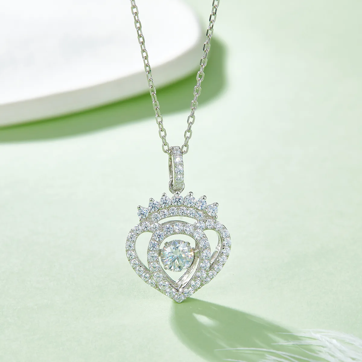 Spirit S925 White-Gold-Plated Silver Moissanite Necklace 0.5ct D - OLDZ