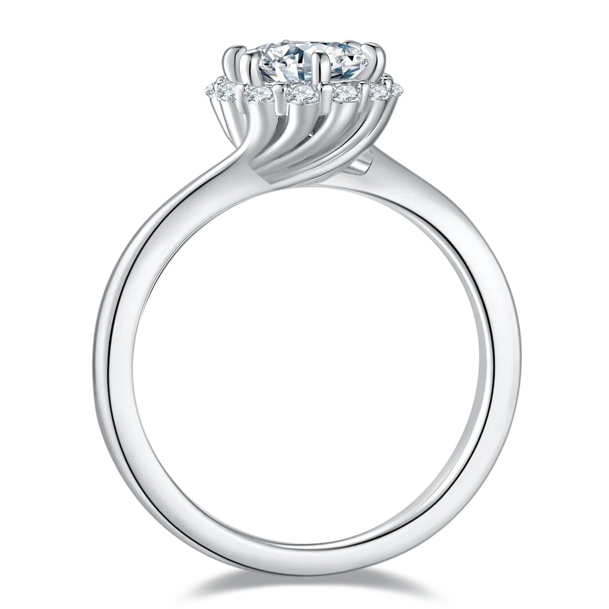 S925 White-Gold-Plated Silver Moissanite Engagement Ring Women's Ring 1ct D