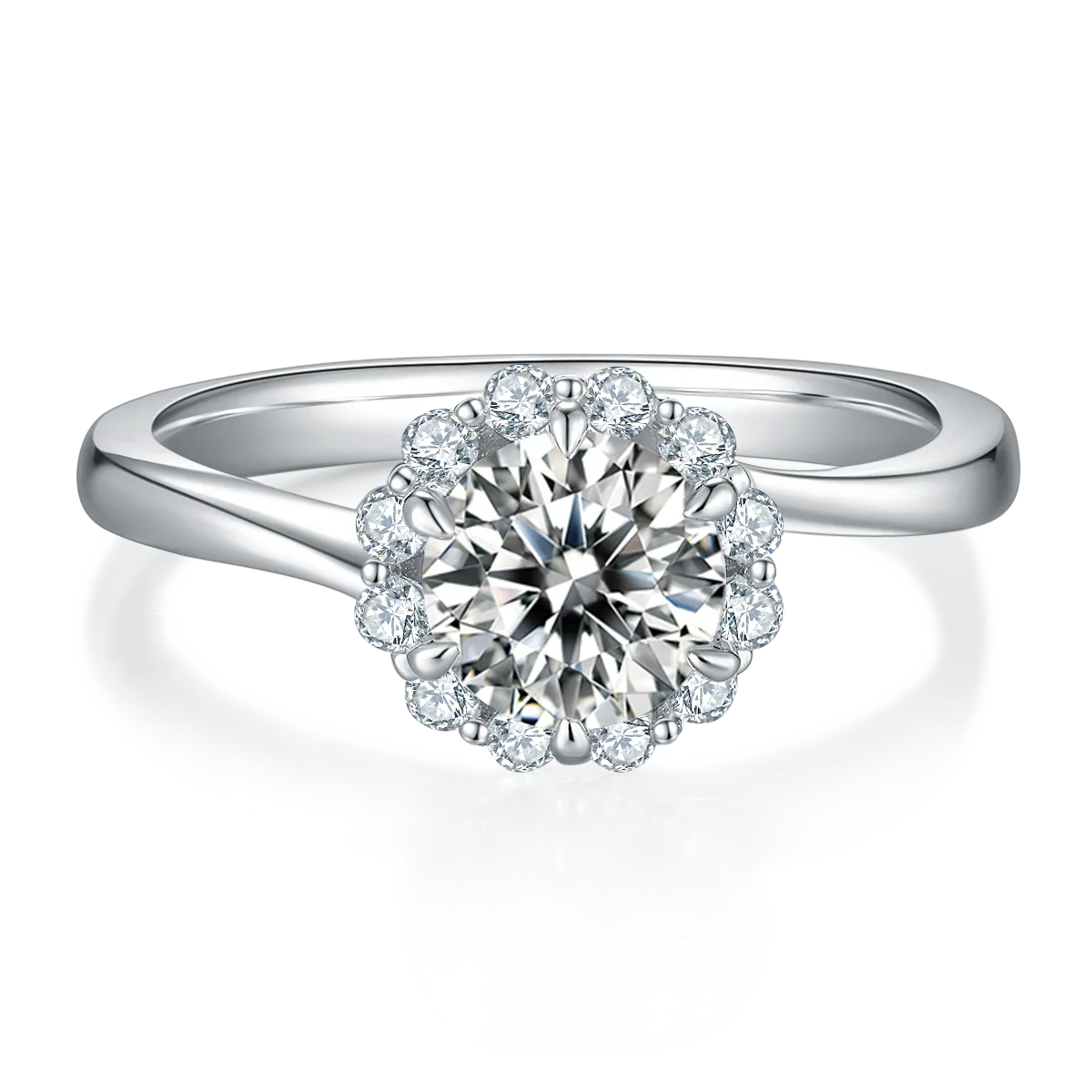 S925 White-Gold-Plated Silver Moissanite Engagement Ring Women's Ring 1ct D