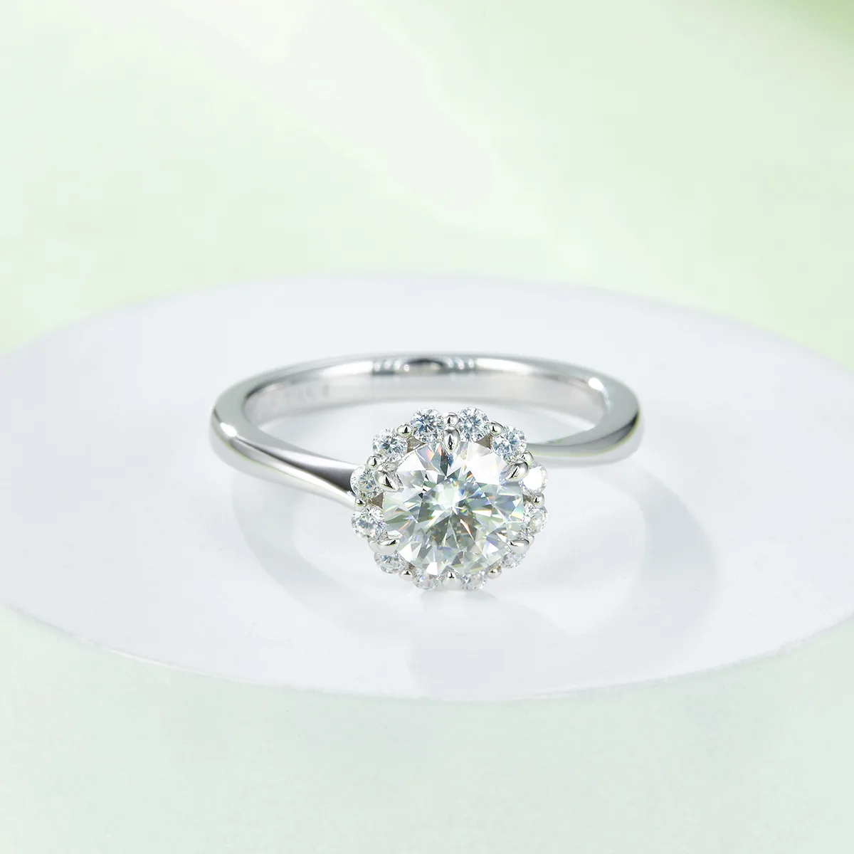 S925 White-Gold-Plated Silver Moissanite Engagement Ring Women's Ring 1ct D