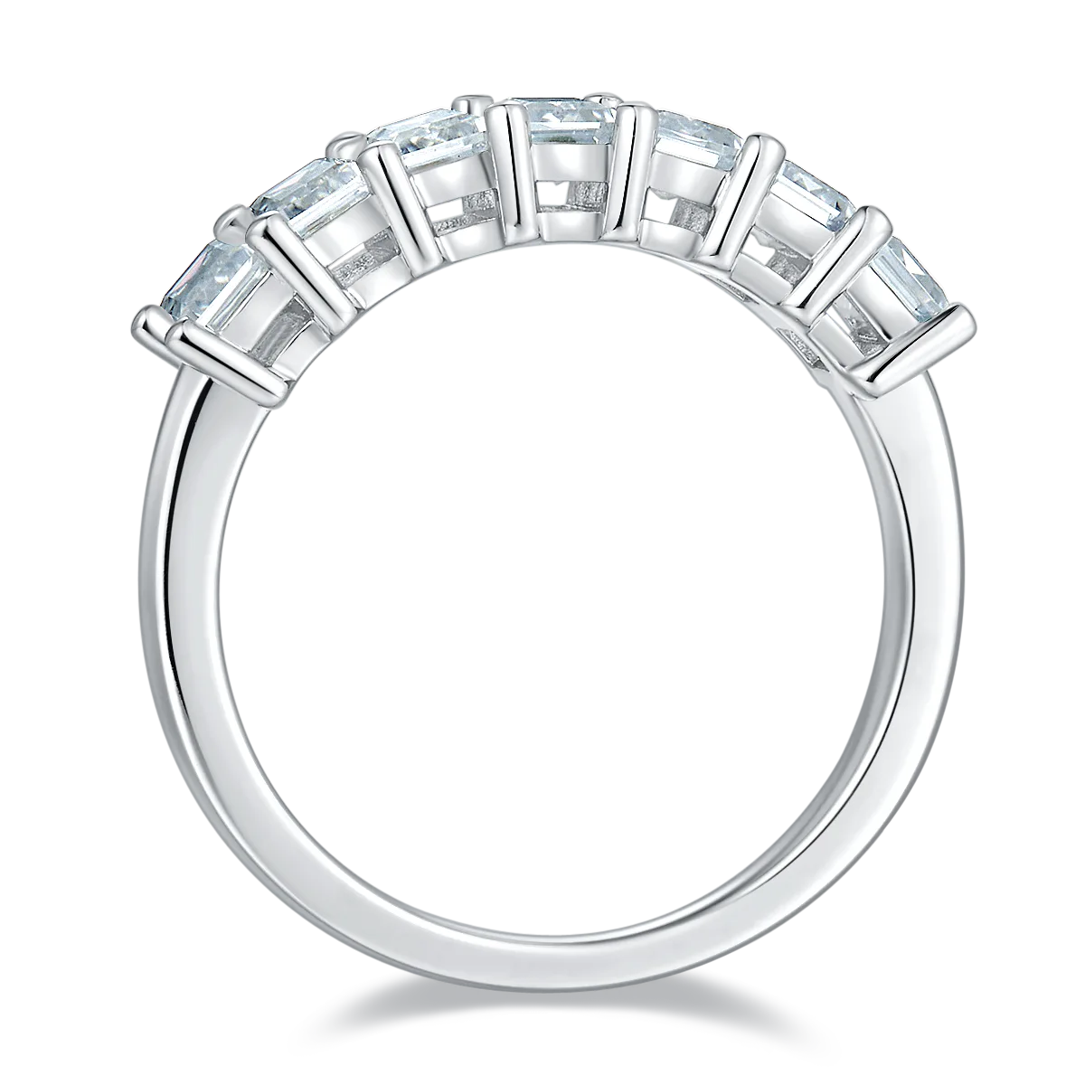 Rectangle Band Ring S925 White-Gold-Plated Silver Moissanite Confession Ring Women's Ring 2.1ct D