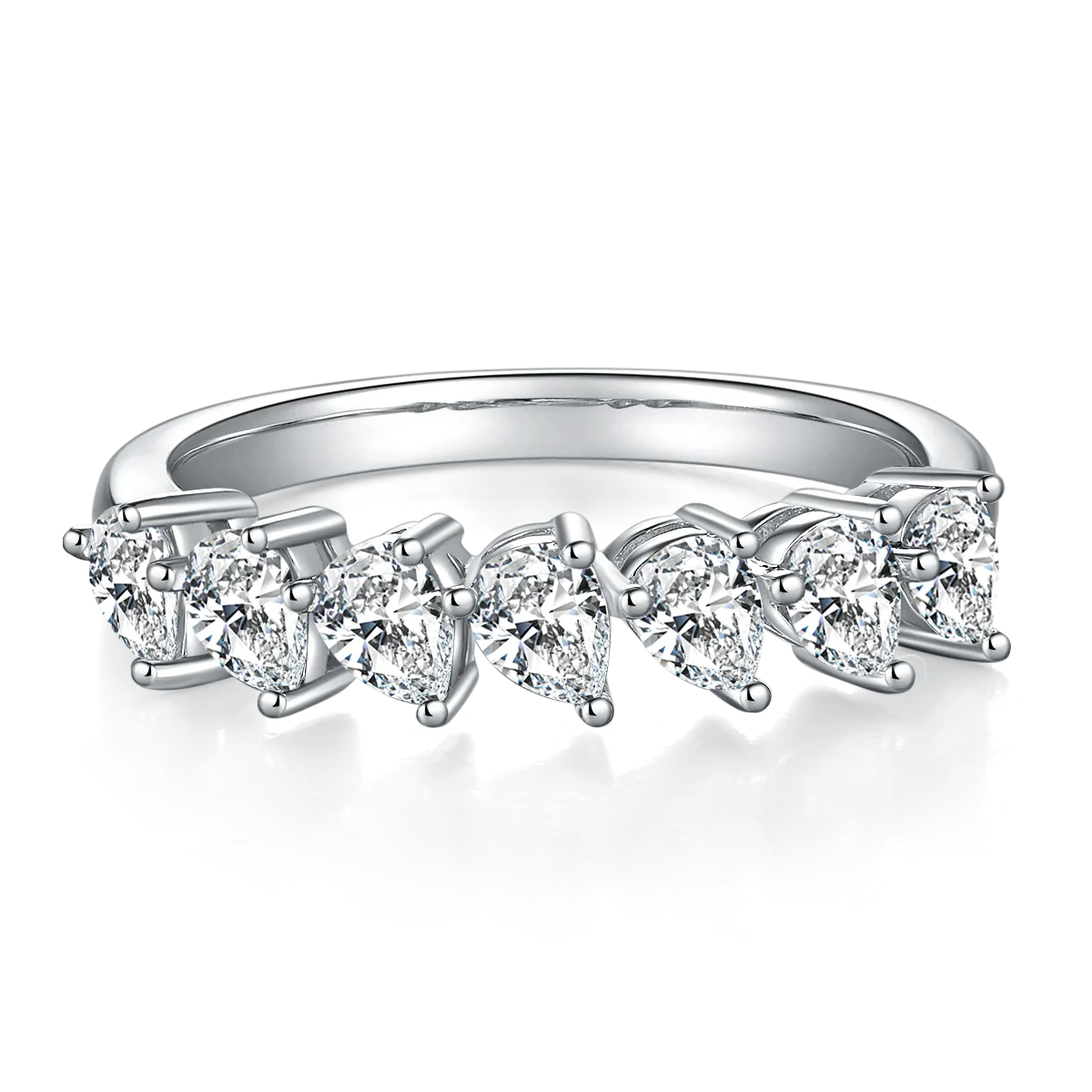 Pear Band Ring S925 White-Gold-Plated Silver Moissanite Anniversary Ring Women's Ring 2.1ct D
