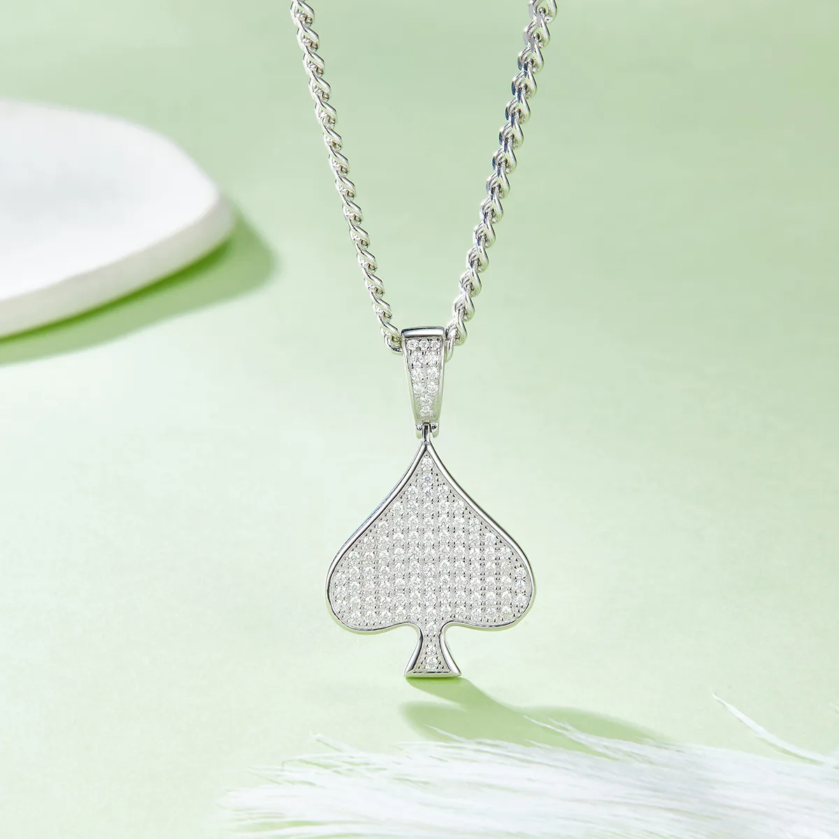 Black Hip-Hop Necklace S925 Silver Pendant Moissanite Melee D 0.78CT