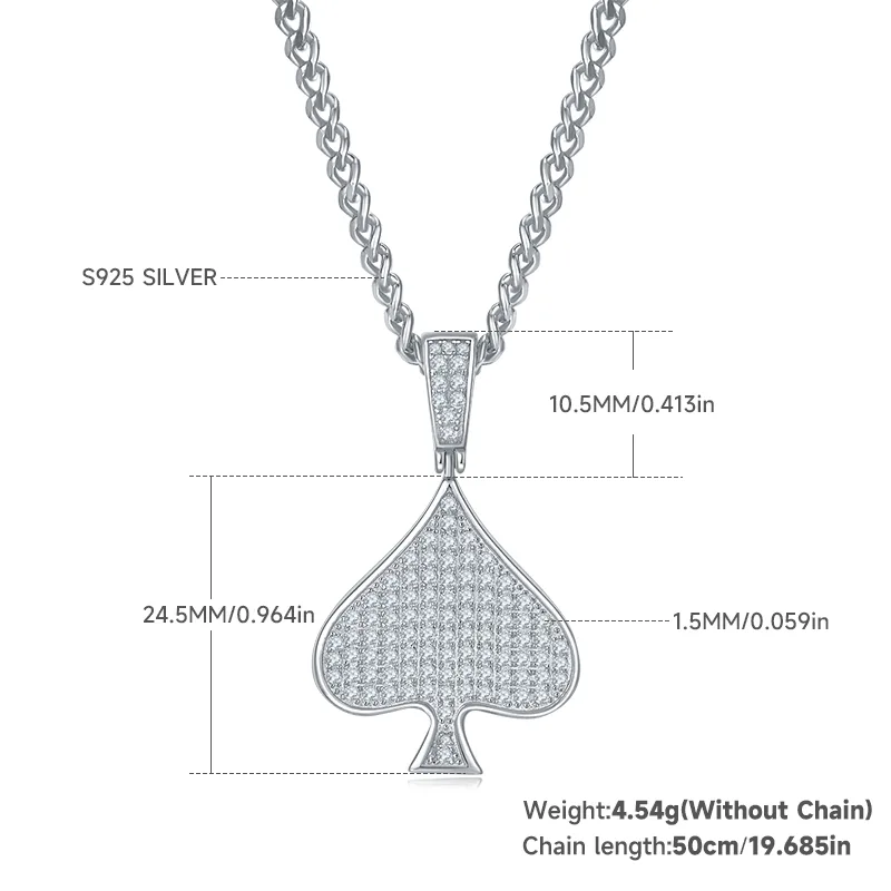 Black Hip-Hop Necklace S925 Silver Pendant Moissanite Melee D 0.78CT