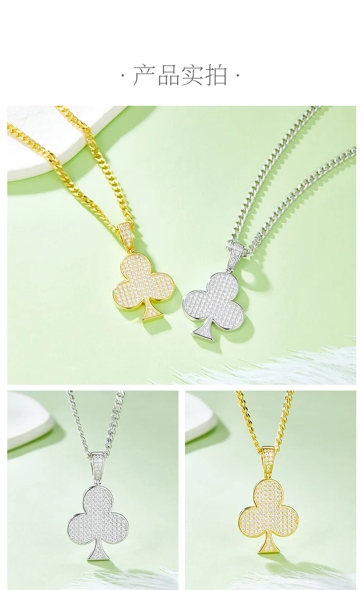 Flower Hip-Hop Necklace S925 Silver Pendant Moissanite Melee D 0.92CT detail 4