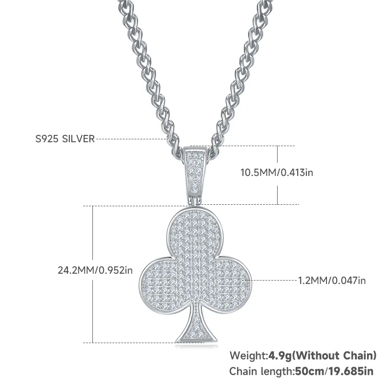Flower Hip-Hop Necklace S925 Silver Pendant Moissanite Melee D 0.92CT