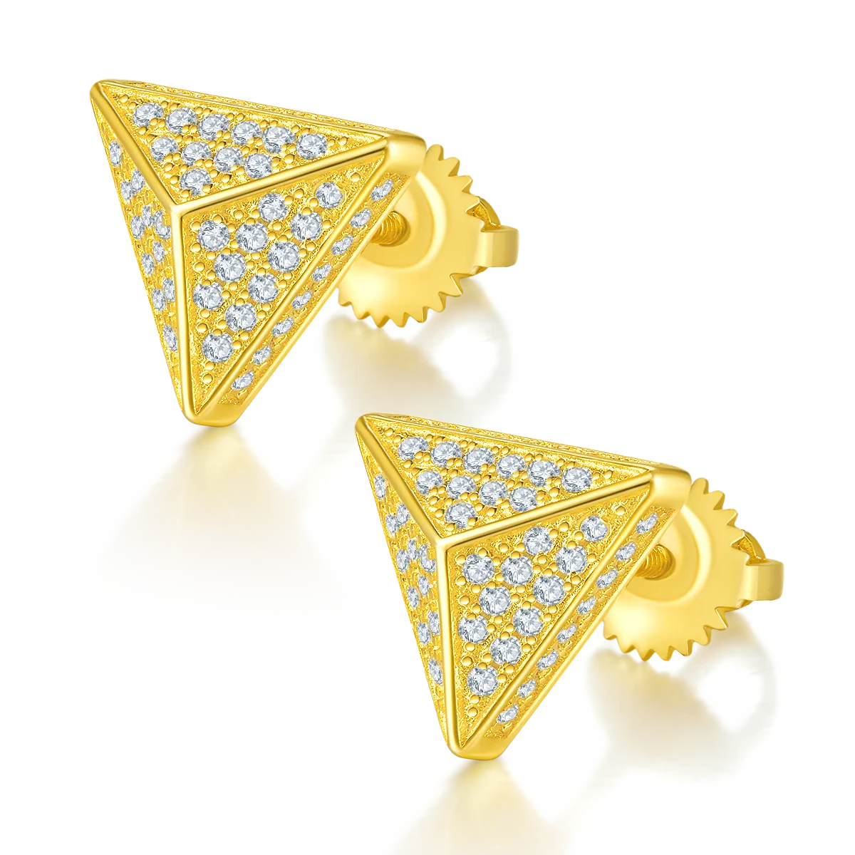 Trilliant S925 Silver Stud Earrings Screw-Back Moissanite Melee D 0.51CT