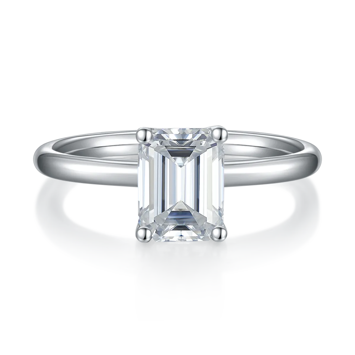Classic Rectangle S925 White-Gold-Plated Silver Moissanite Wedding Band Women's Ring 2.0ct D