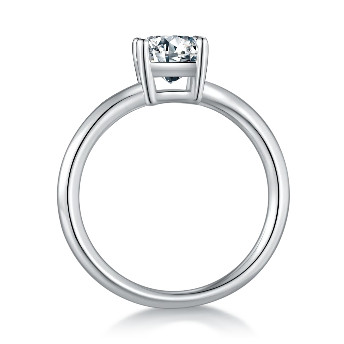 Classic Rectangle S925 White-Gold-Plated Silver Moissanite Wedding Band Women's Ring 2.0ct D