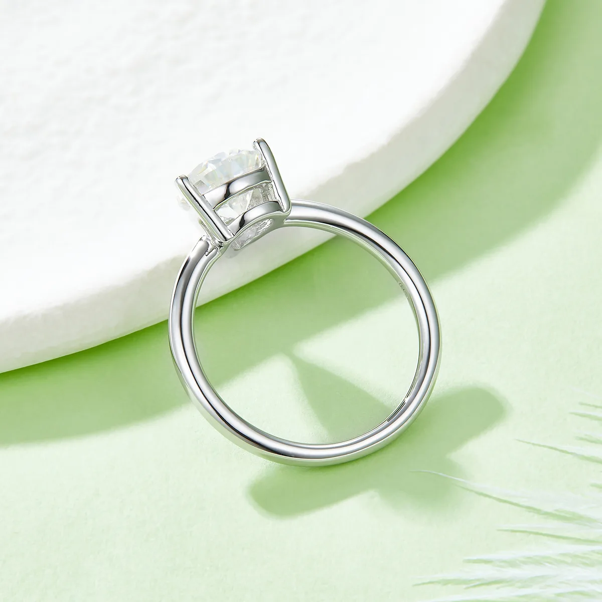 Classic Pear S925 White-Gold-Plated Silver Moissanite Wedding Band Women's Ring 2.0ct D