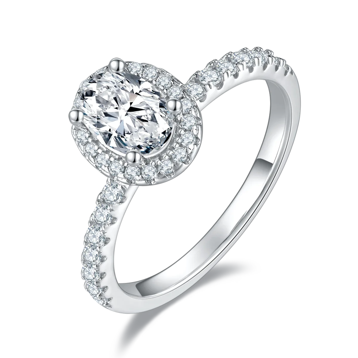 Light Luxury Oval S925 White-Gold-Plated Silver Moissanite Wedding Band Women