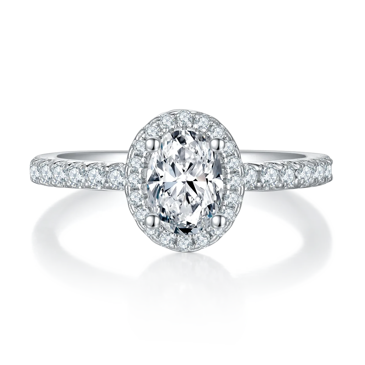 Light Luxury Oval S925 White-Gold-Plated Silver Moissanite Wedding Band Women