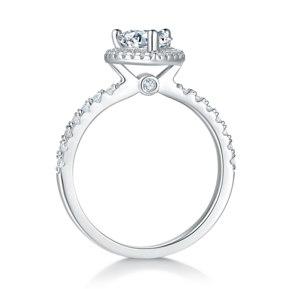 Light Luxury Heart S925 White-Gold-Plated Silver Moissanite Proposal Ring Women's Ring 1.0ct D