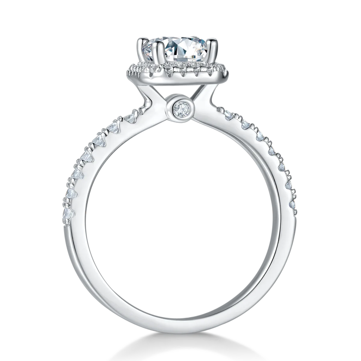 Light Luxury Rectangle S925 White-Gold-Plated Silver Moissanite Engagement Ring Women's Ring 1.0ct D