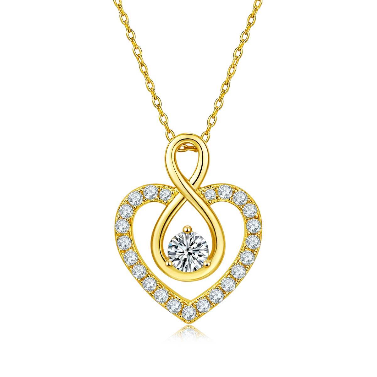Round Center Stone Infinity Pendant S925 Silver Moissanite Melee D 1.0CT