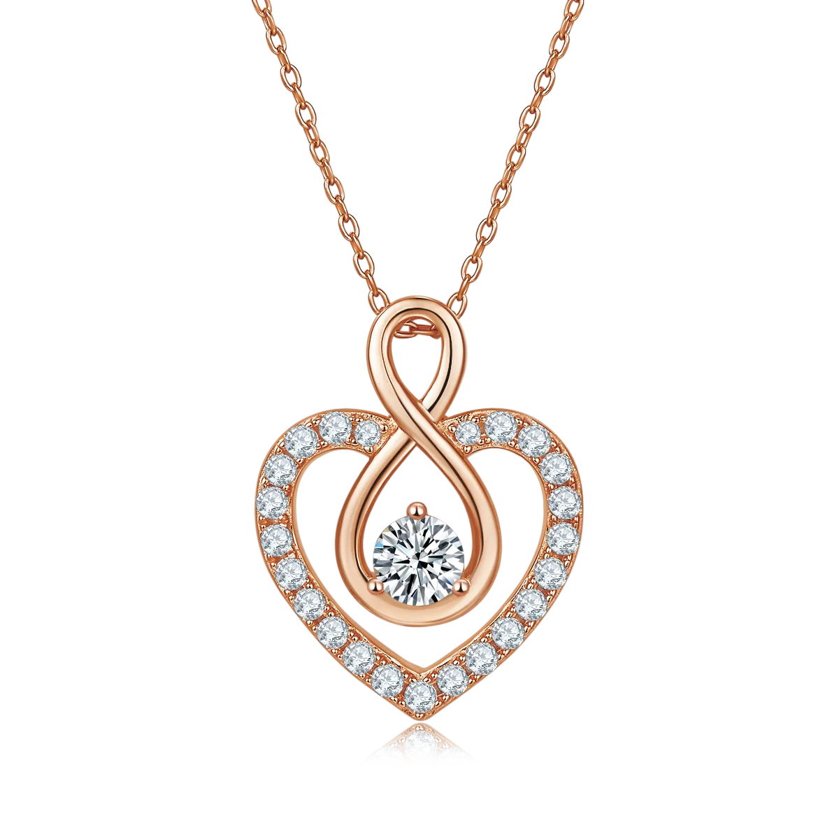 Round Center Stone Infinity Pendant S925 Silver Moissanite Melee D 1.0CT