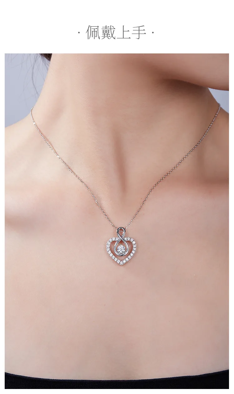Round Center Stone Infinity Pendant S925 Silver Moissanite Melee D 1.0CT detail 