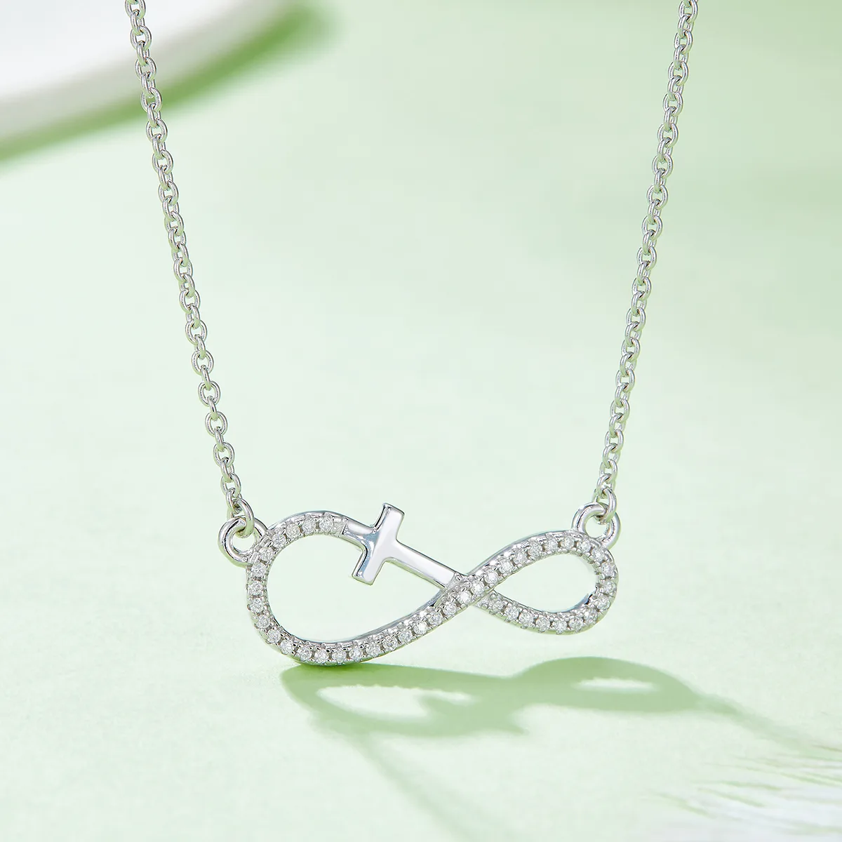 Cross Infinity Pendant S925 Silver Moissanite Melee D 0.17CT