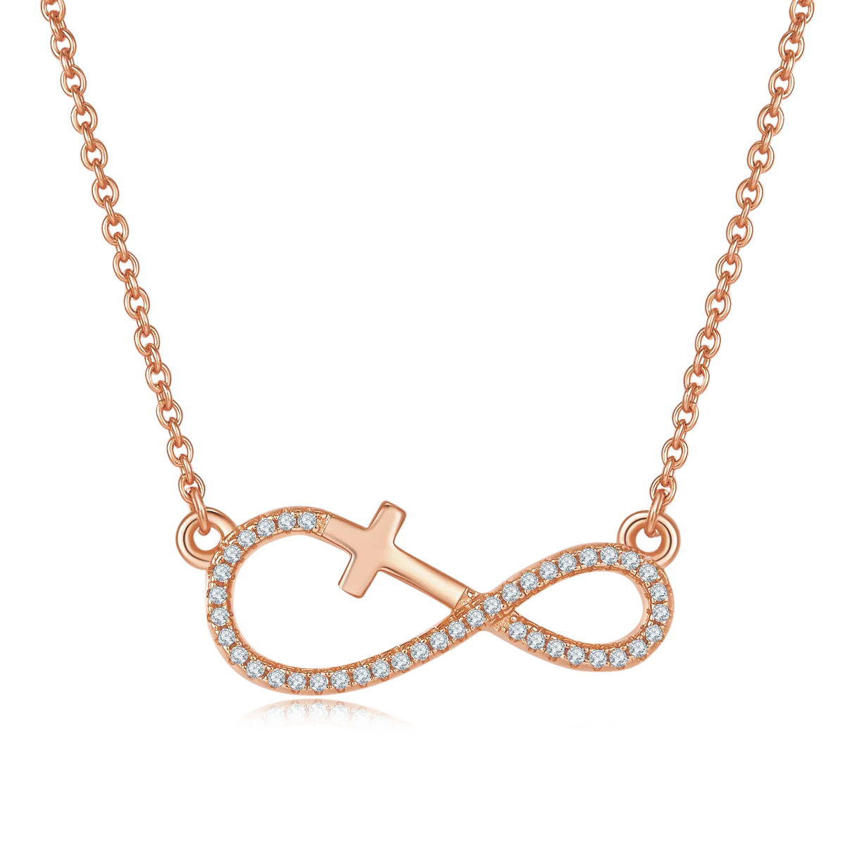 Cross Infinity Pendant S925 Silver Moissanite Melee D 0.17CT