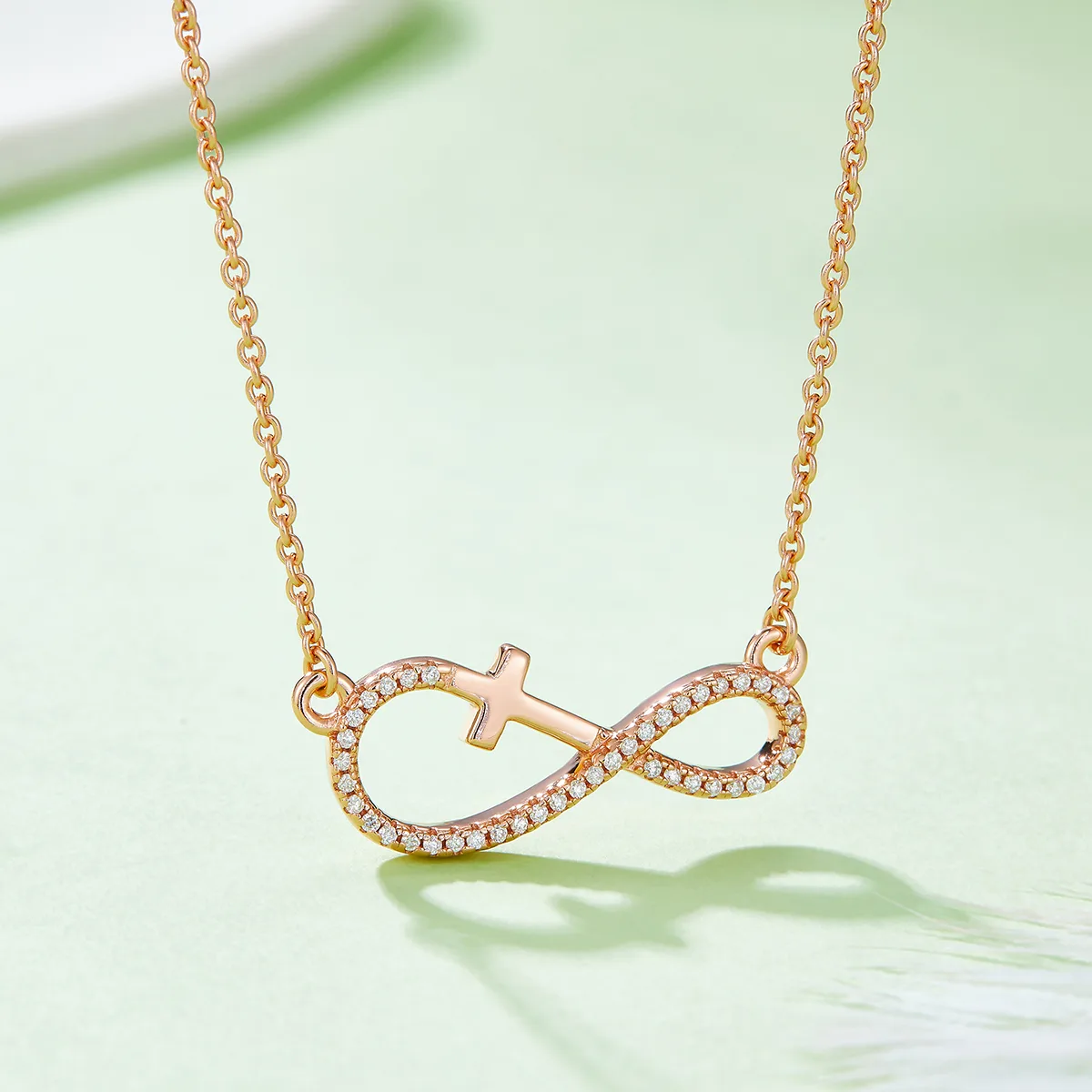Cross Infinity Pendant S925 Silver Moissanite Melee D 0.17CT