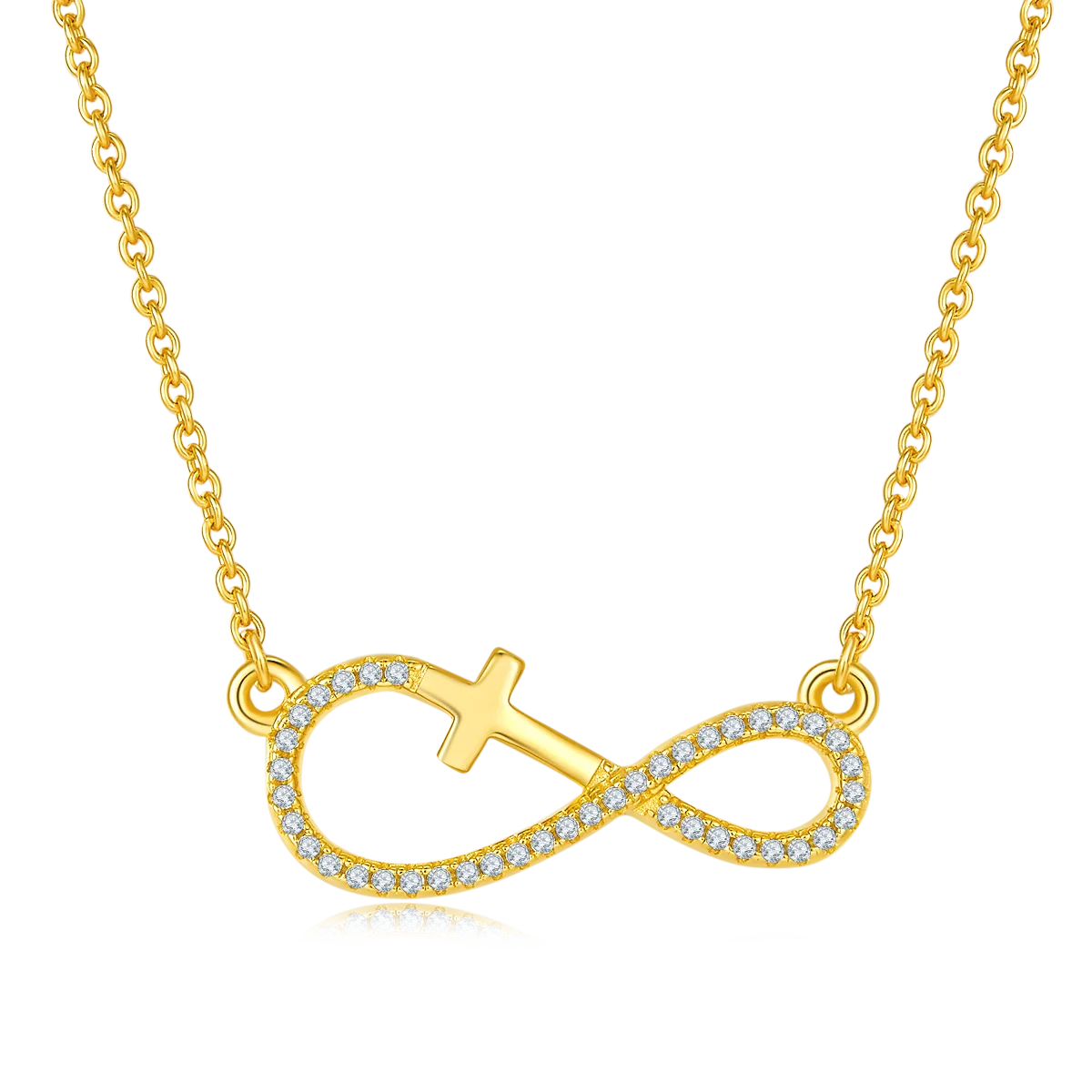 Cross Infinity Pendant S925 Silver Moissanite Melee D 0.17CT