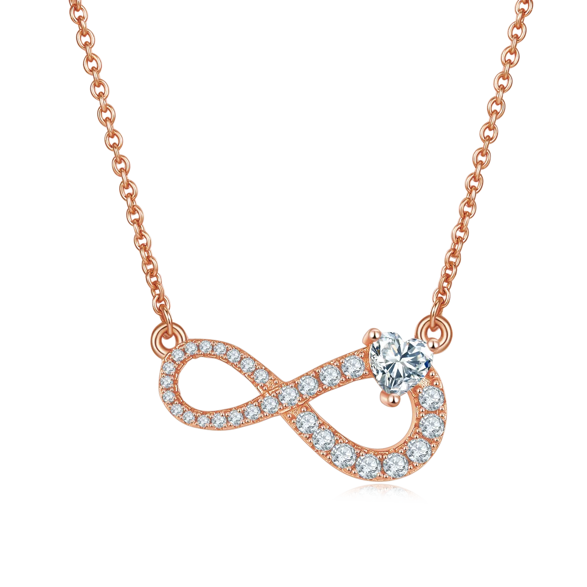 Heart Infinity Pendant S925 Silver Moissanite Melee D 0.91CT