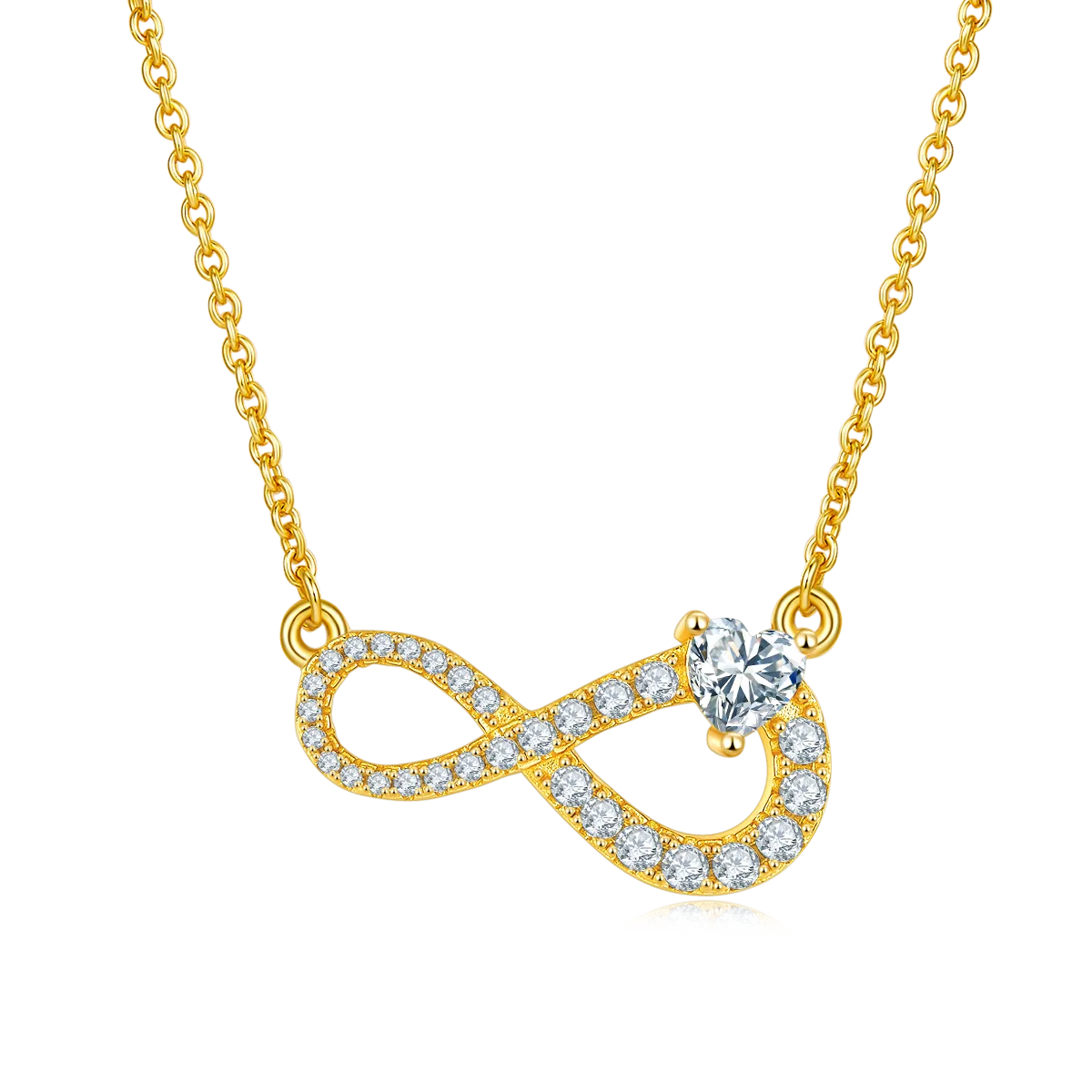 Heart Infinity Pendant S925 Silver Moissanite Melee D 0.91CT