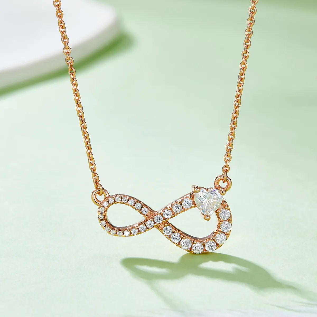 Heart Infinity Pendant S925 Silver Moissanite Melee D 0.91CT